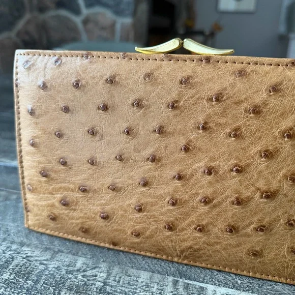 NWT Vintage Corbeau Curio Ostrich Kisslock Clutch - Picture 3 of 11